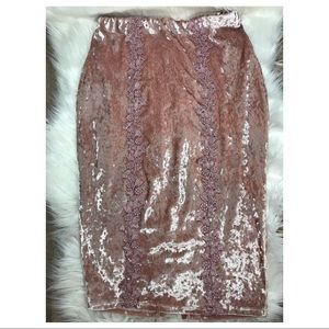 Charlotte Russe Blush crushed velvet pencil skirt